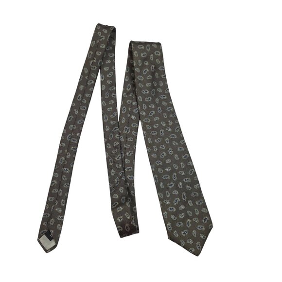 Christopher Hart Brown w/ Blue Paisley Silk Tie Elegant Design Mens Accessory - Picture 2 of 6